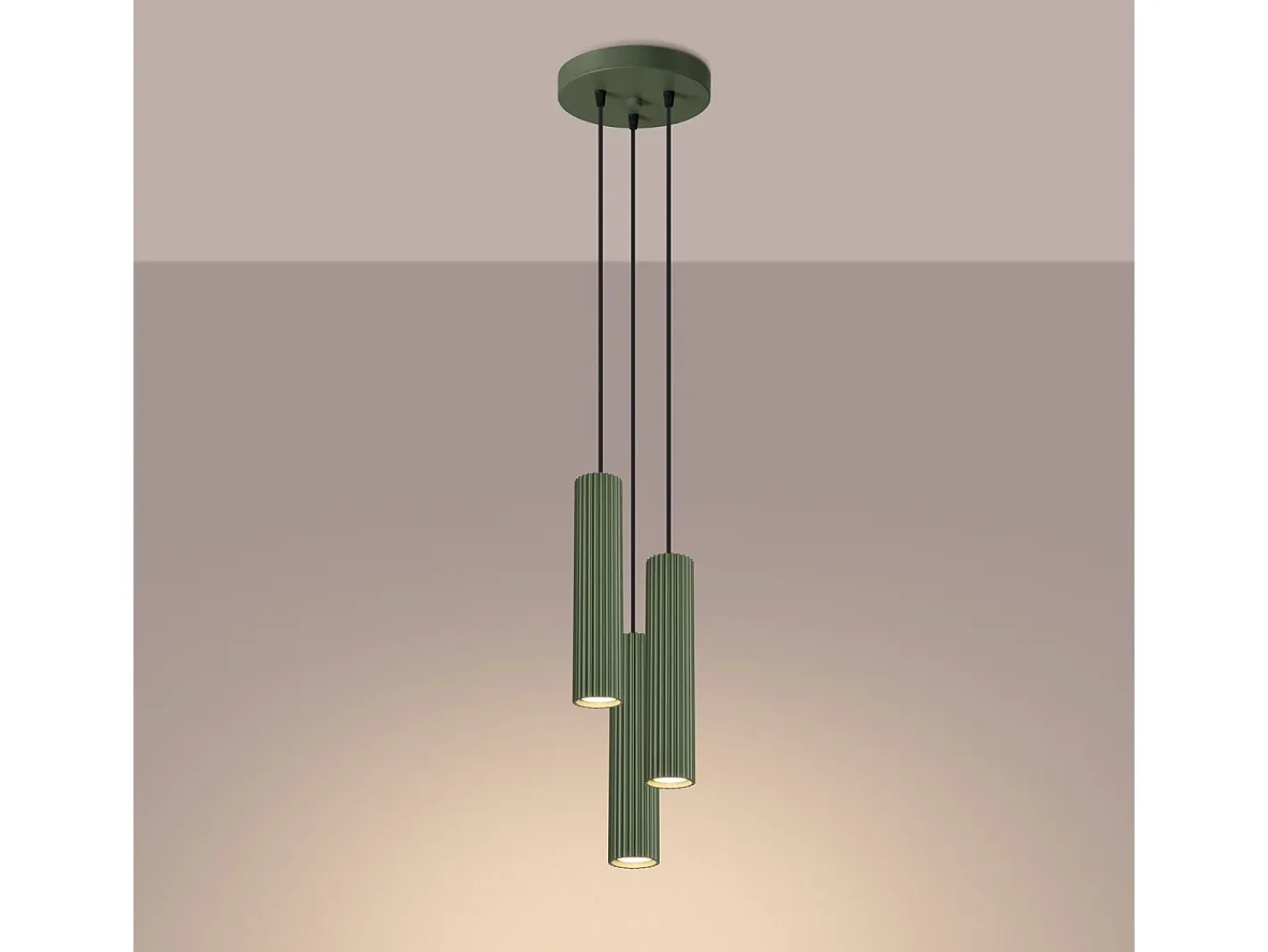Sollux Lighting Lámpara colgante Gloow minimalista de aluminio - 3 fuentes luminosas 4000K - L.19,5 x A.108 cm - oliva Verde Discount