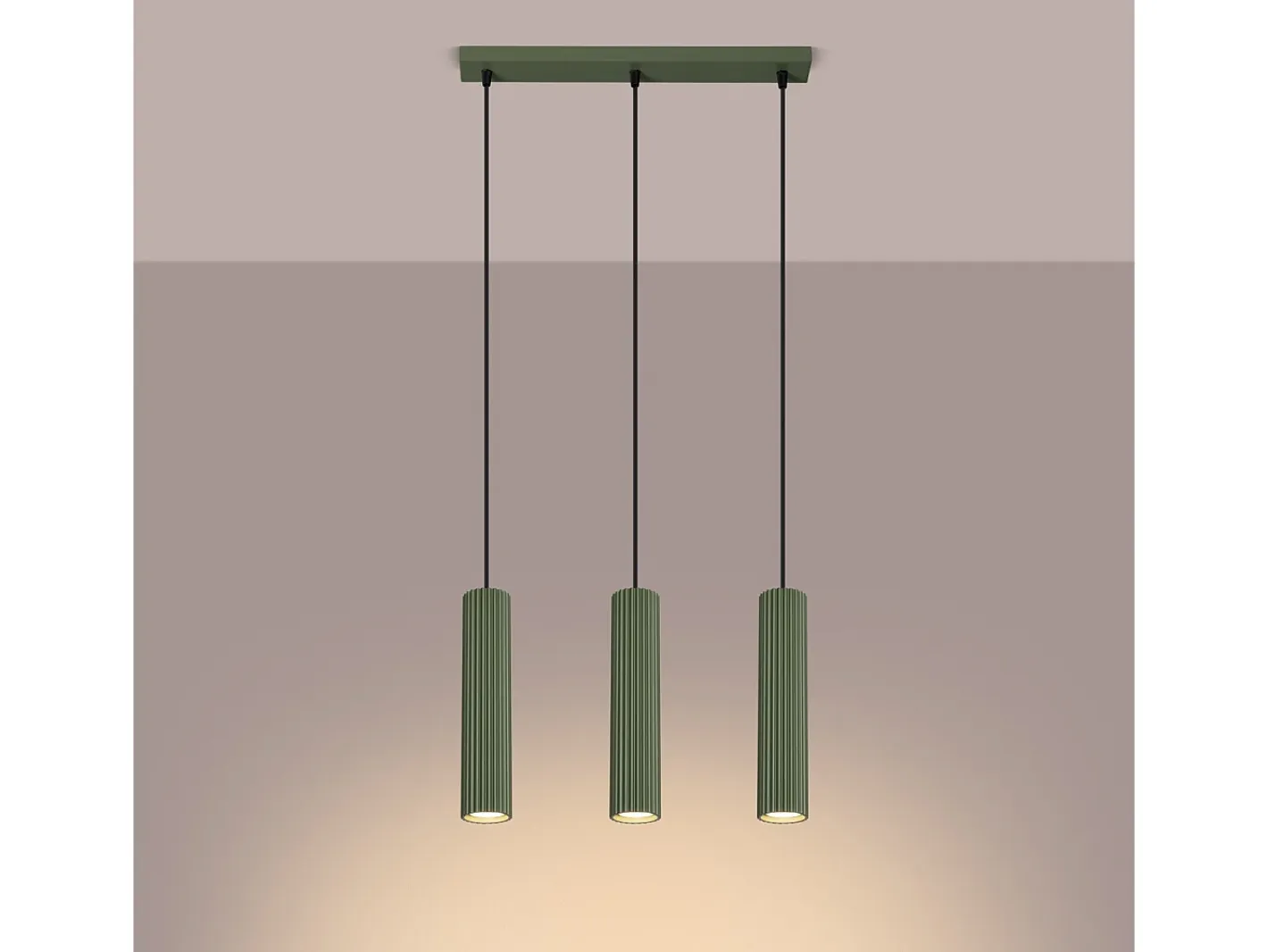 Sollux Lighting Lámpara colgante Gloow minimalista de aluminio - 3 fuentes luminosas 4000K - L.45 x A.98 cm - oliva Verde Online
