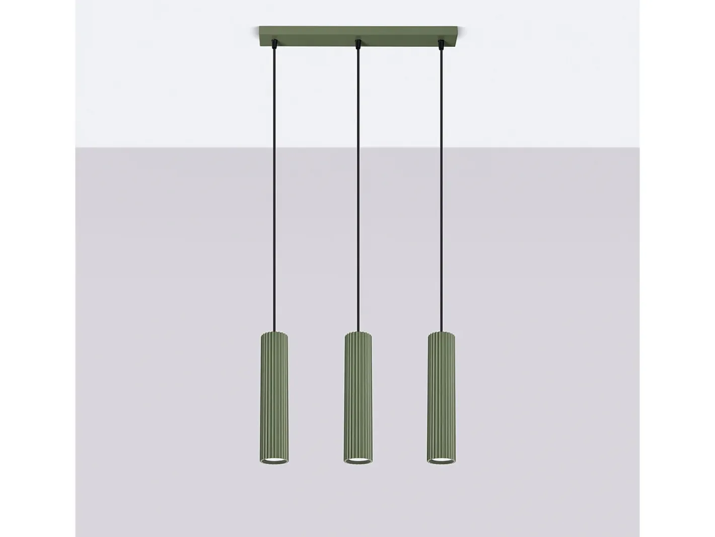Sollux Lighting Lámpara Suspendida-Lámpara colgante Gloow minimalista de aluminio - 3 fuentes luminosas 3000K - L.45 x A.98 cm - oliva Verde