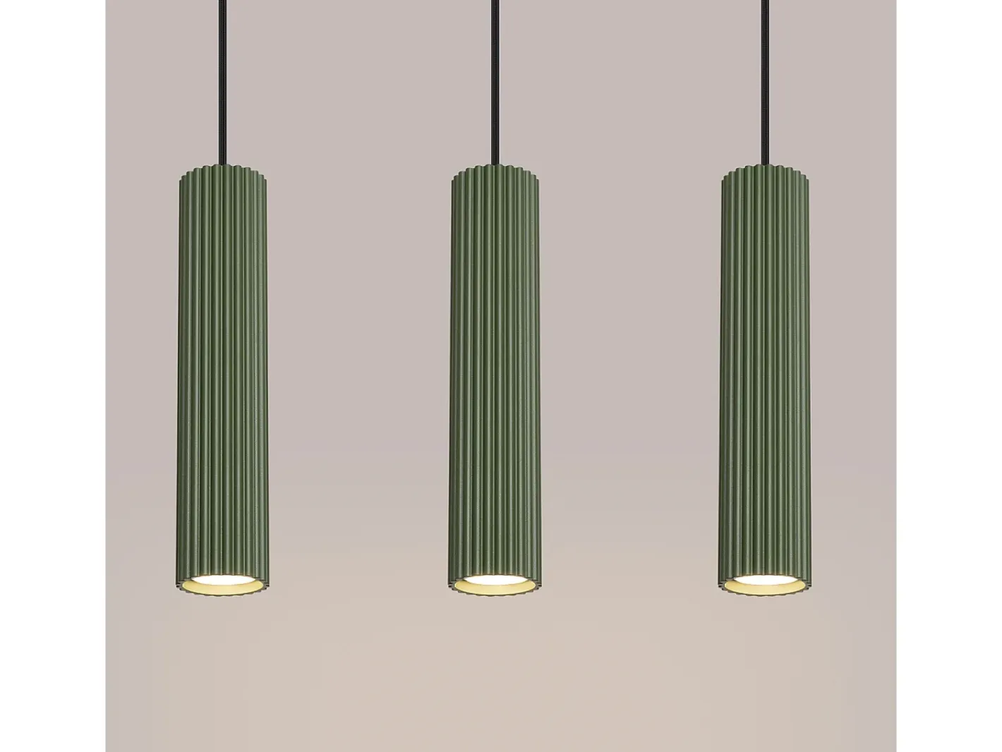 Sollux Lighting Lámpara Suspendida-Lámpara colgante Gloow minimalista de aluminio - 3 fuentes luminosas 3000K - L.45 x A.98 cm - oliva Verde