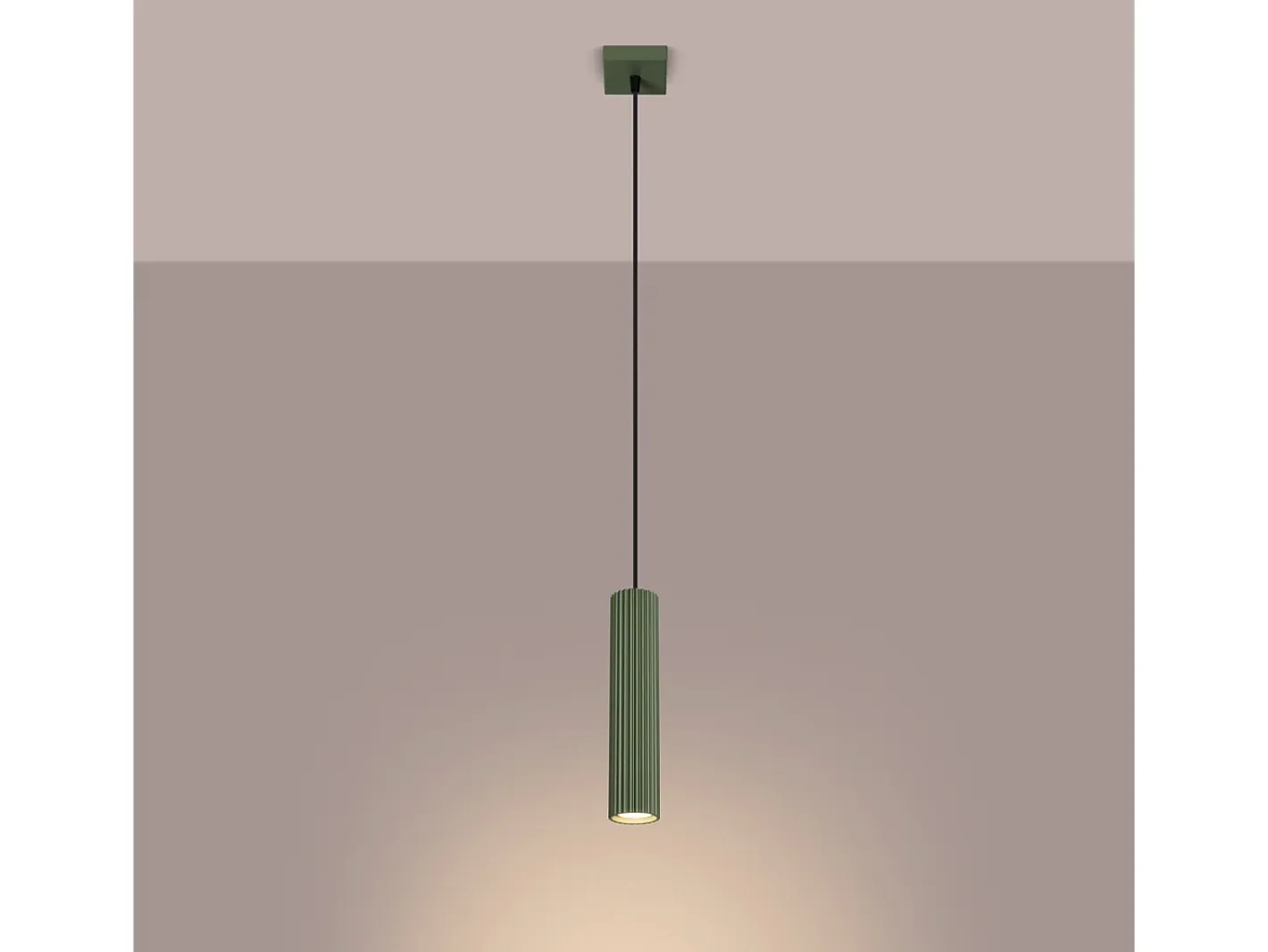 Outlet Sollux Lighting Lámpara colgante Gloow minimalista de aluminio - 1 fuentes luminosas 4000K - L.8 x A.118 cm - oliva Verde