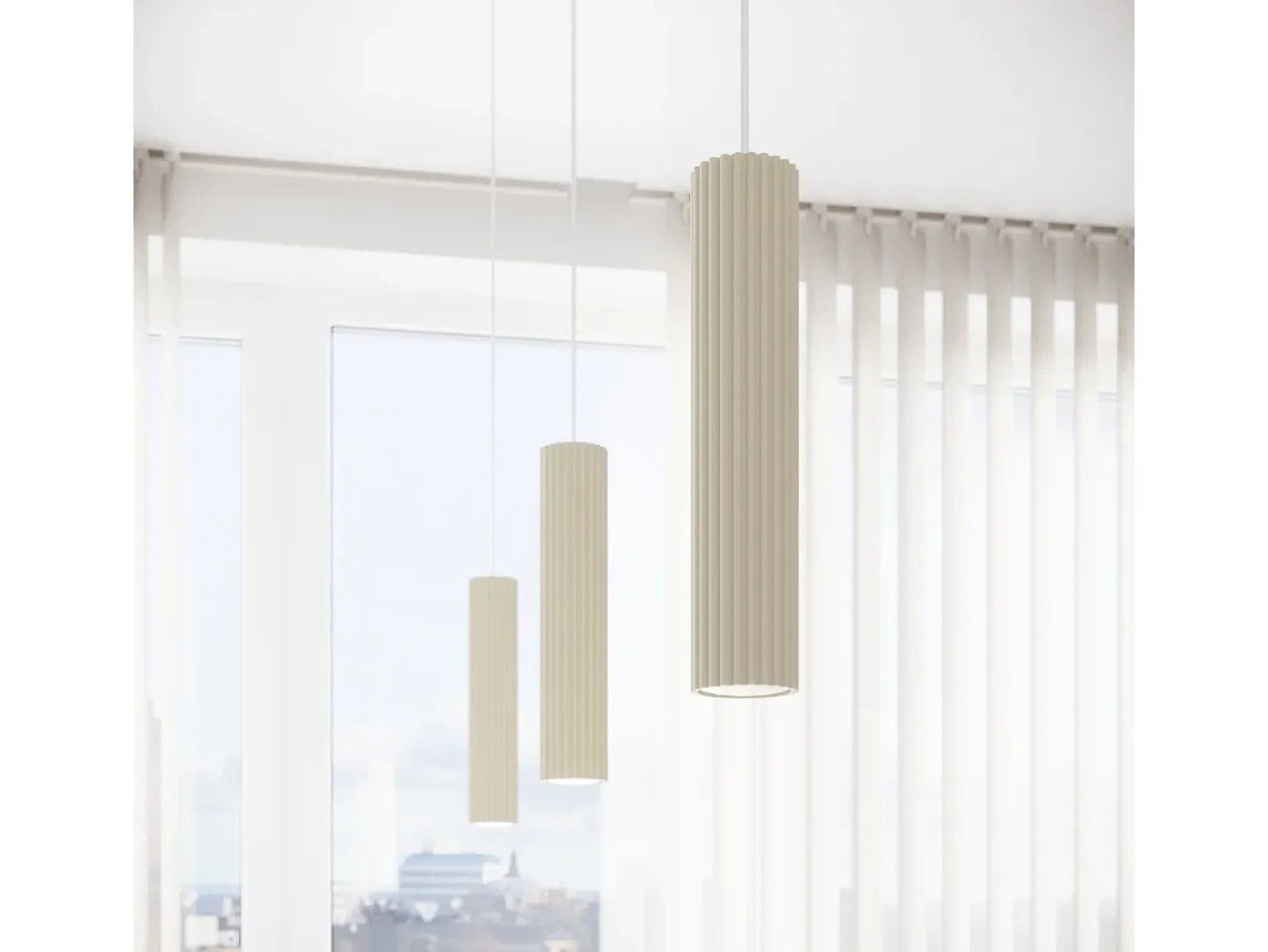 Sollux Lighting Lámpara colgante Gloow minimalista de aluminio - 2 fuentes luminosas 3000K - L.30 x A.90 cm - Beige Outlet