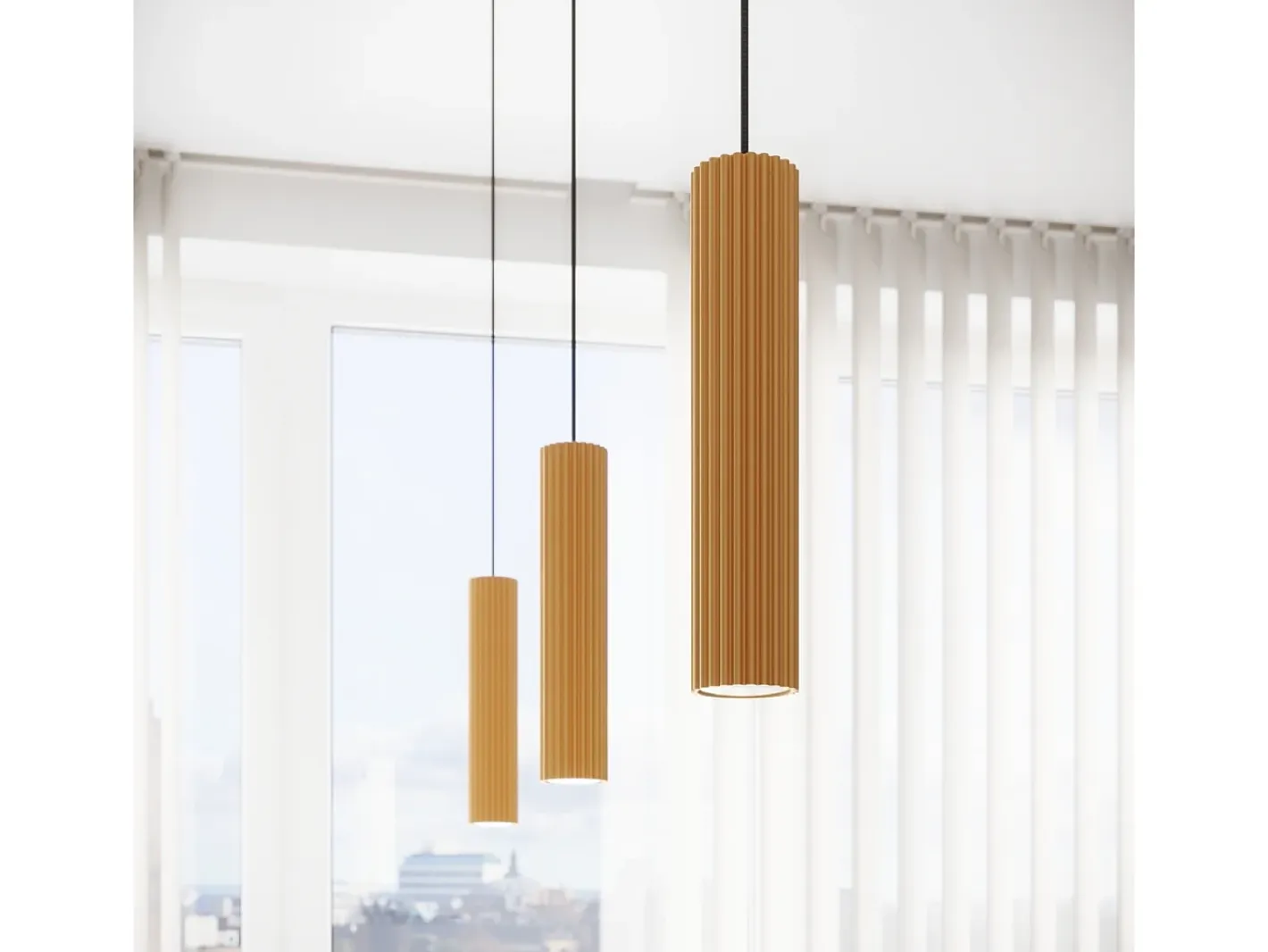 Sollux Lighting Lámpara Suspendida-Lámpara colgante Gloow minimalista de aluminio - 2 fuentes luminosas 3000K - L.30 x A.90 cm - Dorado