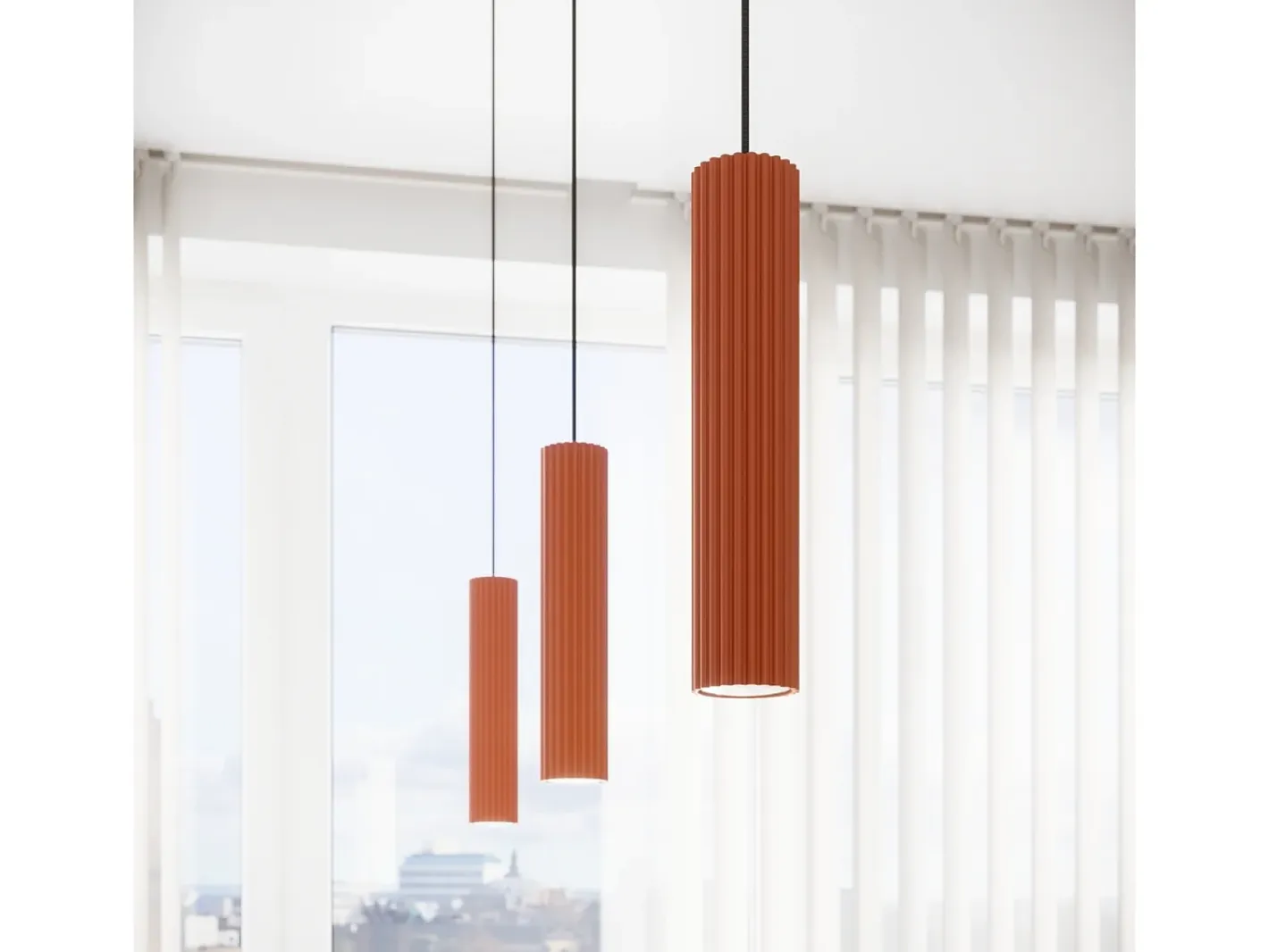 Sollux Lighting Lámpara Suspendida-Lámpara colgante Gloow minimalista de aluminio - 2 fuentes luminosas 3000K - L.30 x A.90 cm - ocre Rojo