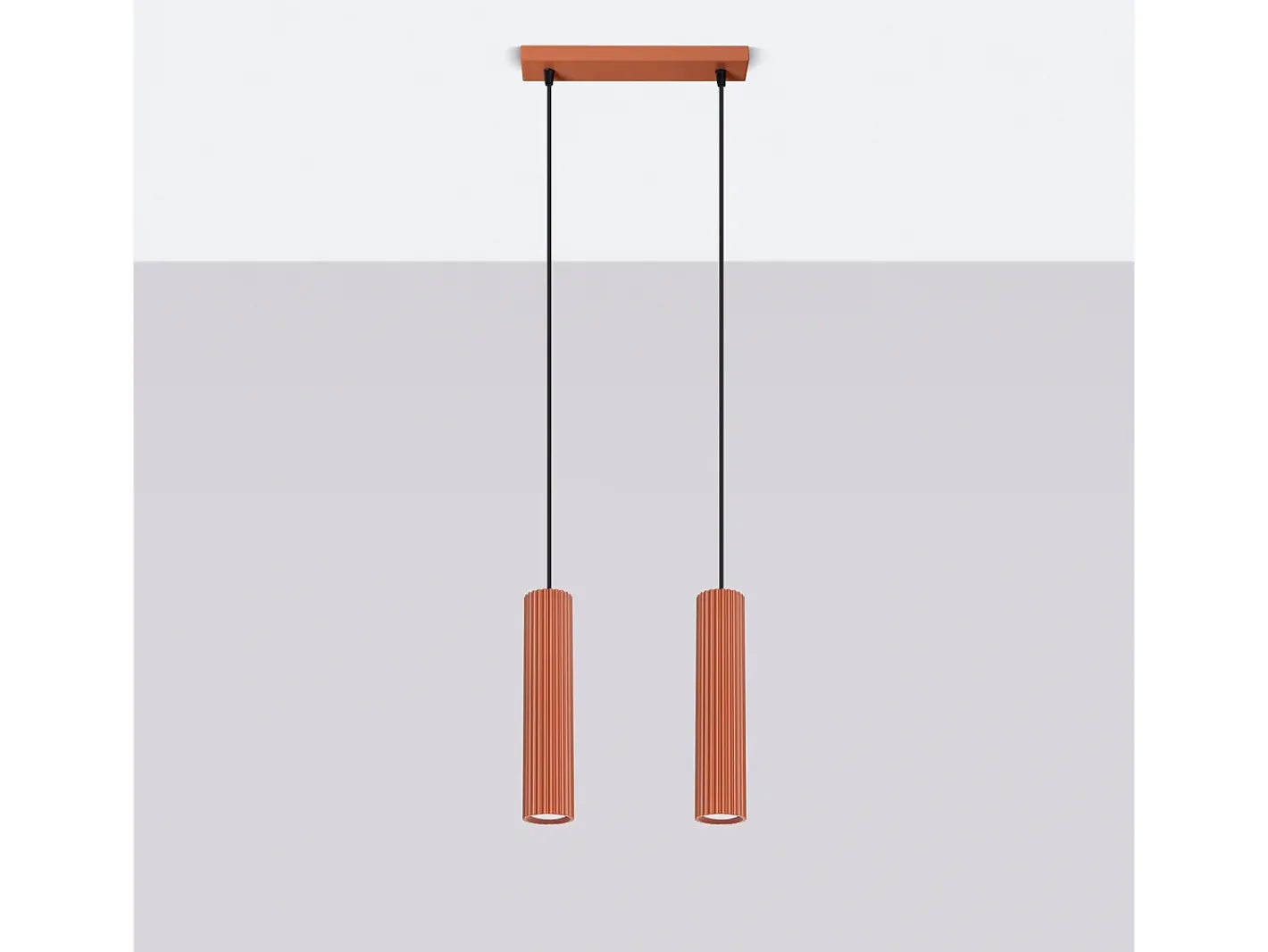 Sollux Lighting Lámpara Suspendida-Lámpara colgante Gloow minimalista de aluminio - 2 fuentes luminosas 3000K - L.30 x A.90 cm - ocre Rojo