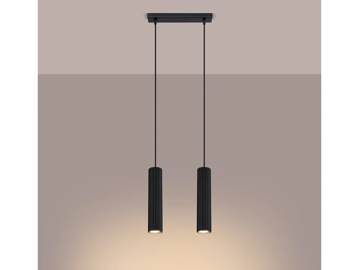Best Sollux Lighting Lámpara colgante Gloow minimalista de aluminio - 2 fuentes luminosas 4000K - L.30 x A.90 cm - Negro