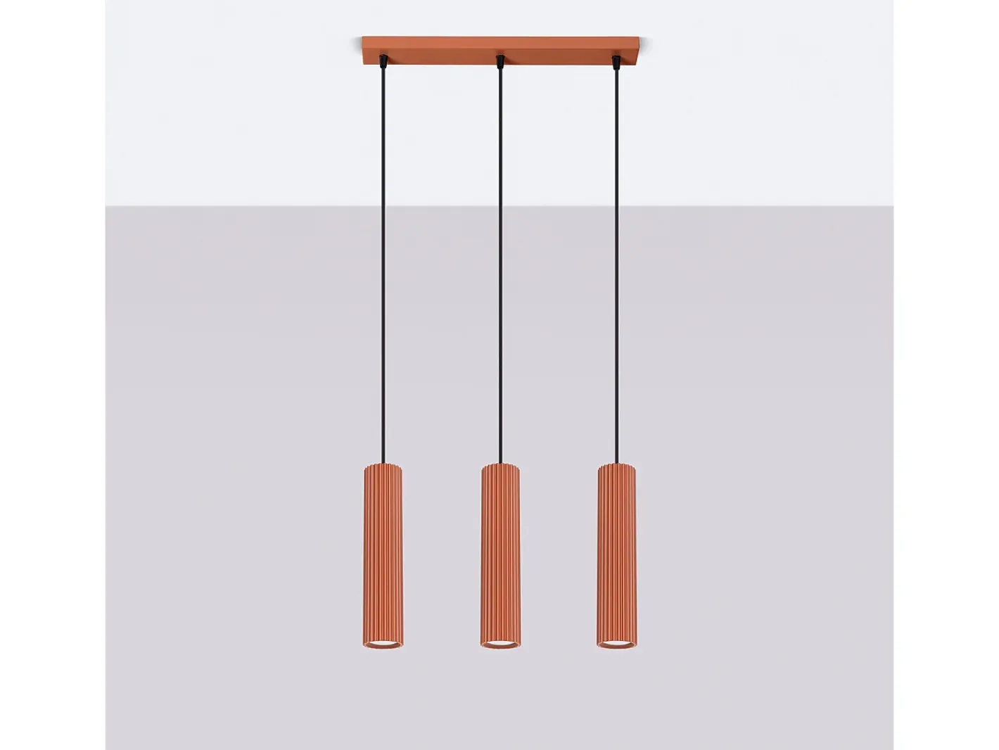 Clearance Sollux Lighting Lámpara colgante Gloow minimalista de aluminio - 3 fuentes luminosas 3000K - L.45 x A.98 cm - ocre Rojo