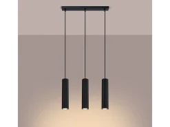 Sollux Lighting Lámpara colgante Gloow minimalista de aluminio - 3 fuentes luminosas 4000K - L.45 x A.98 cm - Negro New