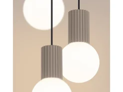 Sollux Lighting Lámpara Colgante Halo Moderno De Aluminio/Vidrio - 3 Fuentes Luminosas - L.25 X A.125 Cm - Gris Pardo Marru00f3n New
