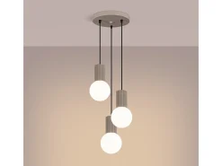Sollux Lighting Lámpara Colgante Halo Moderno De Aluminio/Vidrio - 3 Fuentes Luminosas - L.25 X A.125 Cm - Gris Pardo Marru00f3n New