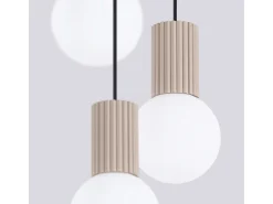 Sollux Lighting Lámpara Colgante Halo Moderno De Aluminio/Vidrio - 3 Fuentes Luminosas - L.25 X A.125 Cm - Gris Pardo Marru00f3n New