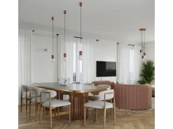 Sollux Lighting Lámpara Suspendida-Lámpara Colgante Halo Moderno De Aluminio/Vidrio - 3 Fuentes Luminosas - L.25 X A.125 Cm - Moca Marru00f3n