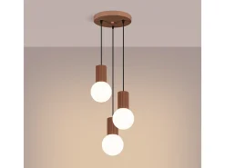 Sollux Lighting Lámpara Suspendida-Lámpara Colgante Halo Moderno De Aluminio/Vidrio - 3 Fuentes Luminosas - L.25 X A.125 Cm - Moca Marru00f3n