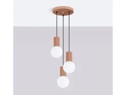 Sollux Lighting Lámpara Suspendida-Lámpara Colgante Halo Moderno De Aluminio/Vidrio - 3 Fuentes Luminosas - L.25 X A.125 Cm - Moca Marru00f3n