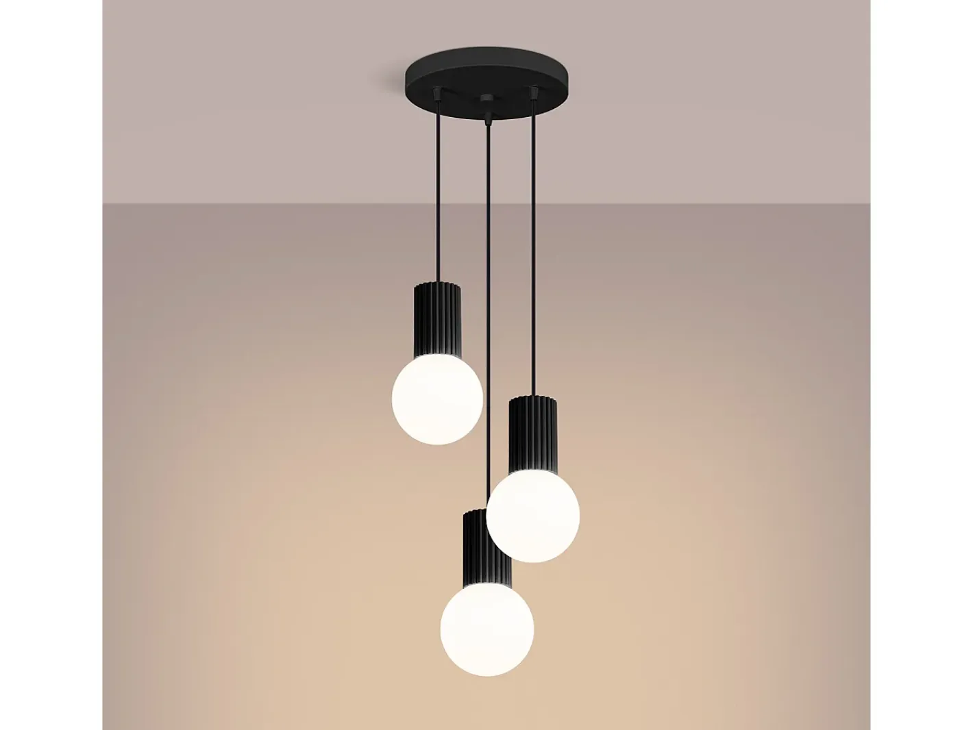 Sollux Lighting Lámpara Colgante Halo Moderno De Aluminio/Vidrio - 3 Fuentes Luminosas - L.25 X A.125 Cm - Negro