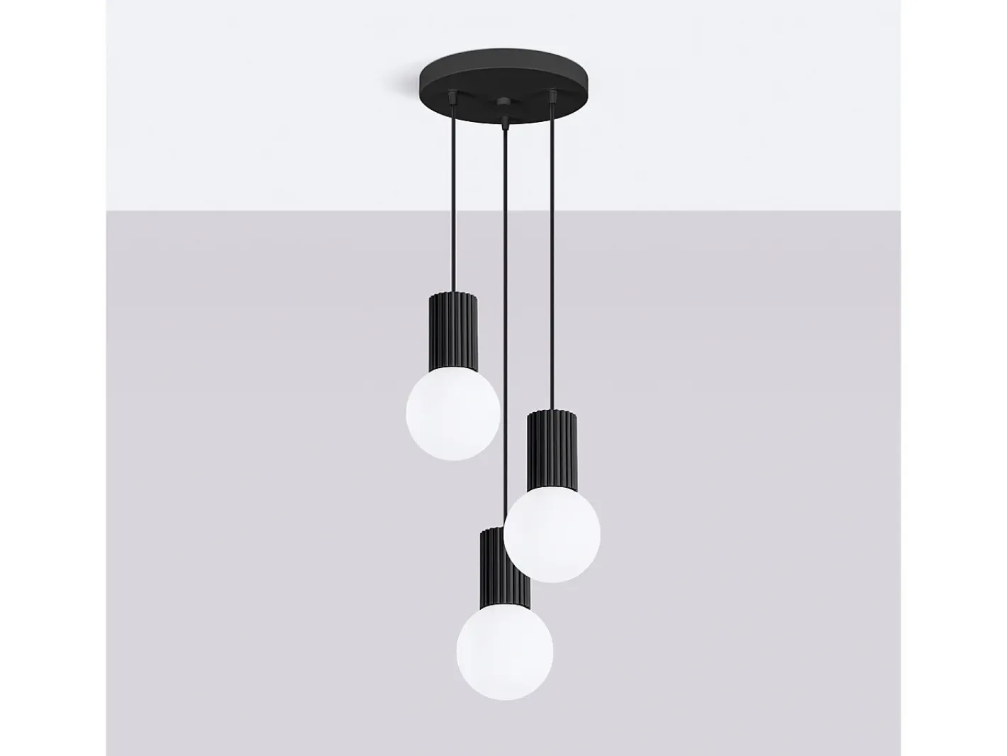 Sollux Lighting Lámpara Colgante Halo Moderno De Aluminio/Vidrio - 3 Fuentes Luminosas - L.25 X A.125 Cm - Negro