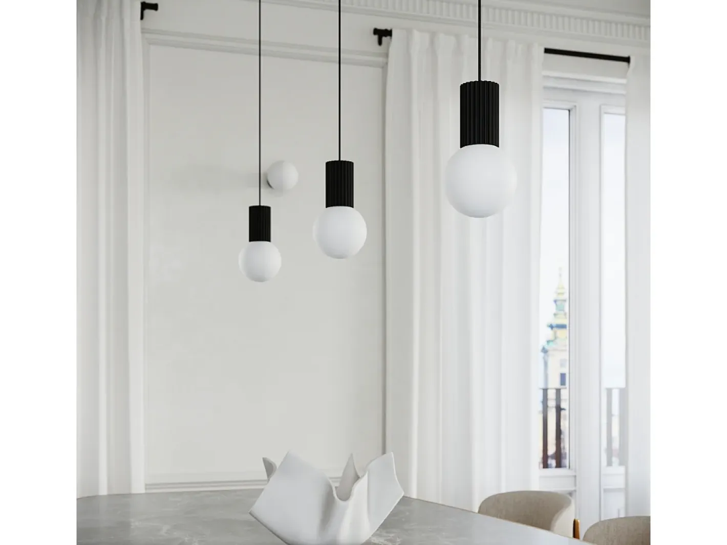 Sollux Lighting Lámpara Colgante Halo Moderno De Aluminio/Vidrio - 3 Fuentes Luminosas - L.25 X A.125 Cm - Negro