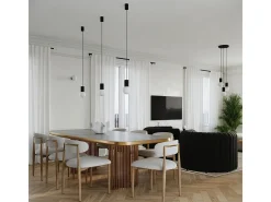 Sollux Lighting Lámpara Colgante Halo Moderno De Aluminio/Vidrio - 3 Fuentes Luminosas - L.25 X A.125 Cm - Negro