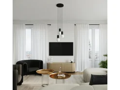 Sollux Lighting Lámpara Colgante Halo Moderno De Aluminio/Vidrio - 3 Fuentes Luminosas - L.25 X A.125 Cm - Negro