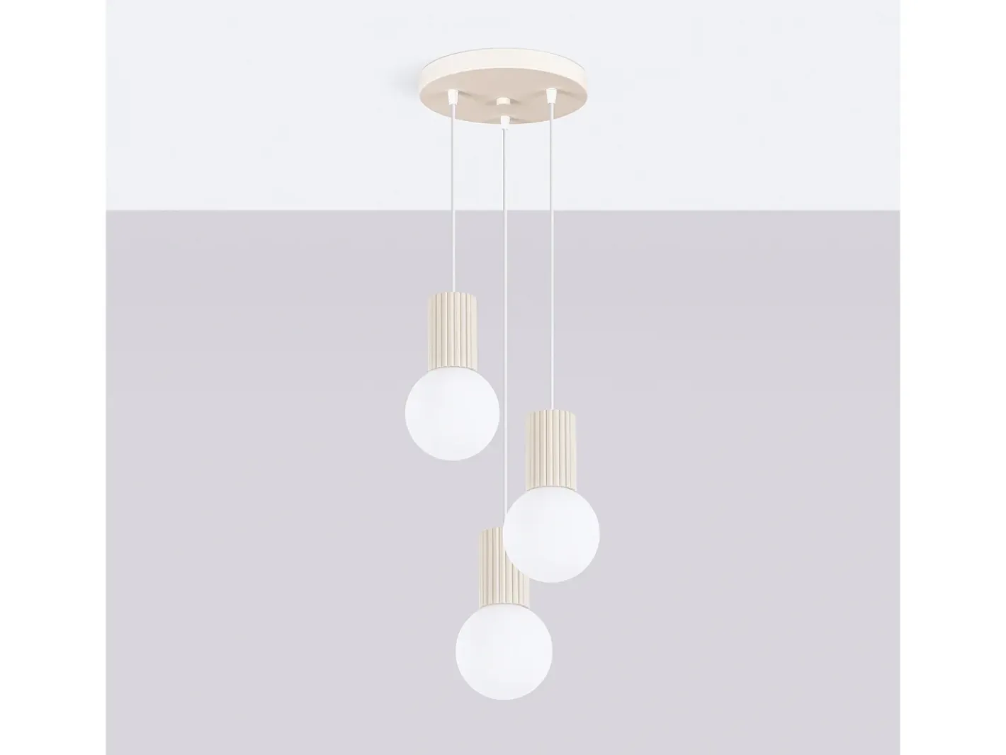 Sollux Lighting Lámpara Colgante Halo Moderno De Aluminio/Vidrio - 3 Fuentes Luminosas - L.25 X A.125 Cm - Beige Clearance