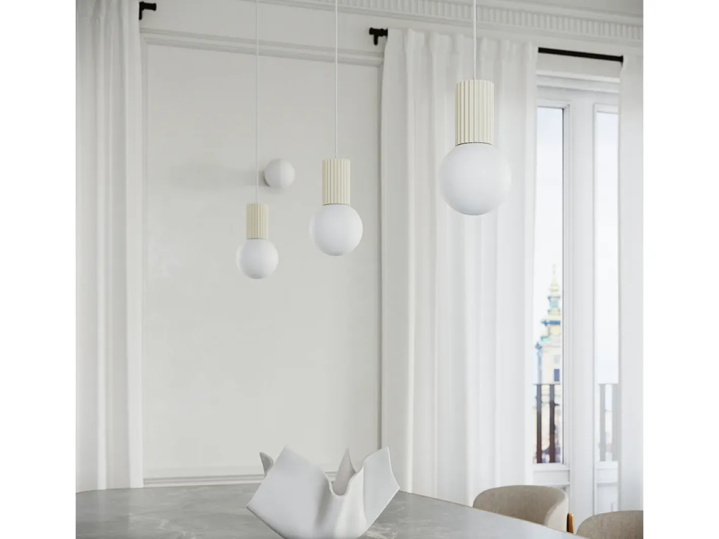 Sollux Lighting Lámpara Colgante Halo Moderno De Aluminio/Vidrio - 3 Fuentes Luminosas - L.25 X A.125 Cm - Beige Clearance