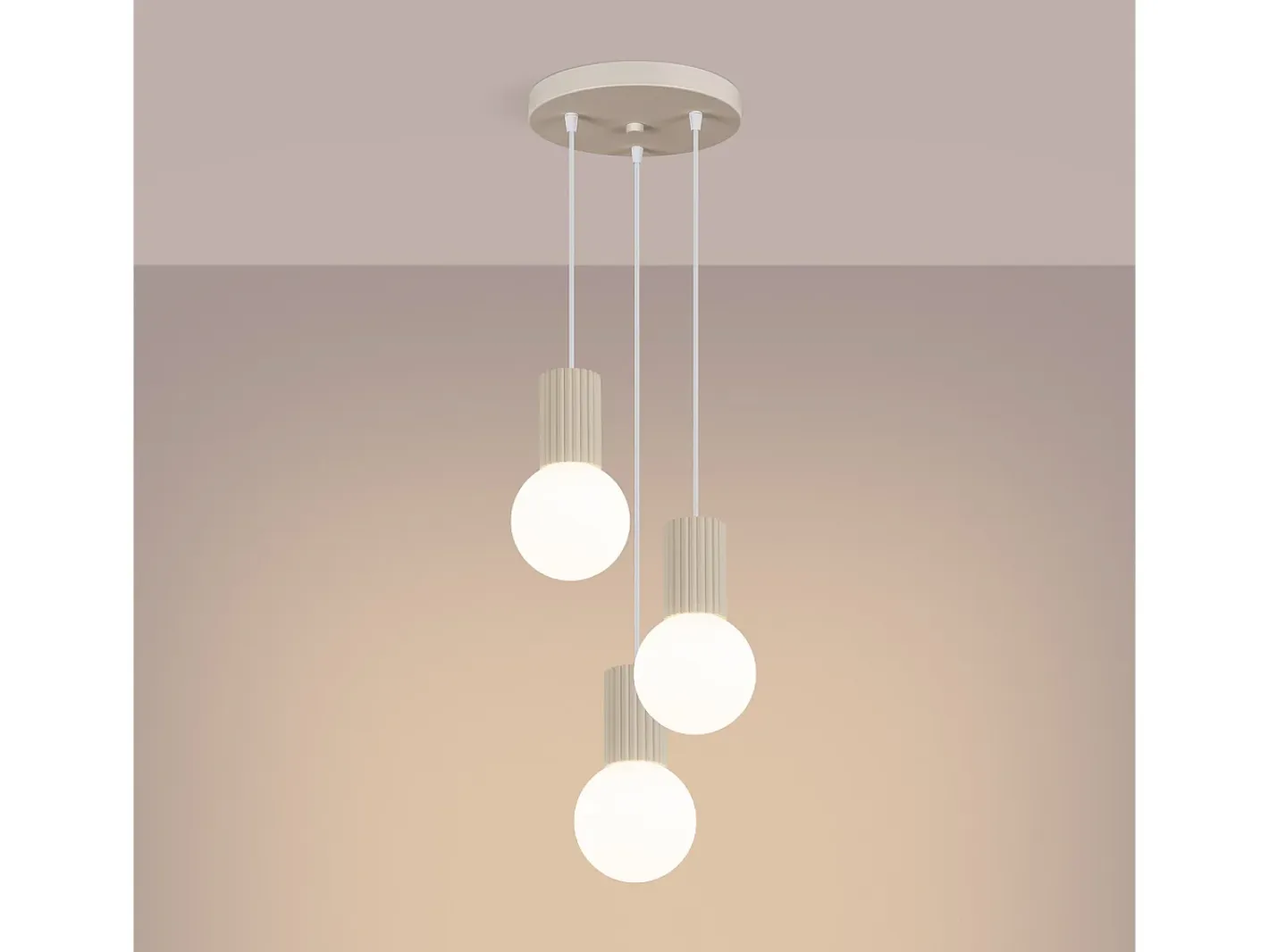 Sollux Lighting Lámpara Colgante Halo Moderno De Aluminio/Vidrio - 3 Fuentes Luminosas - L.25 X A.125 Cm - Beige Clearance