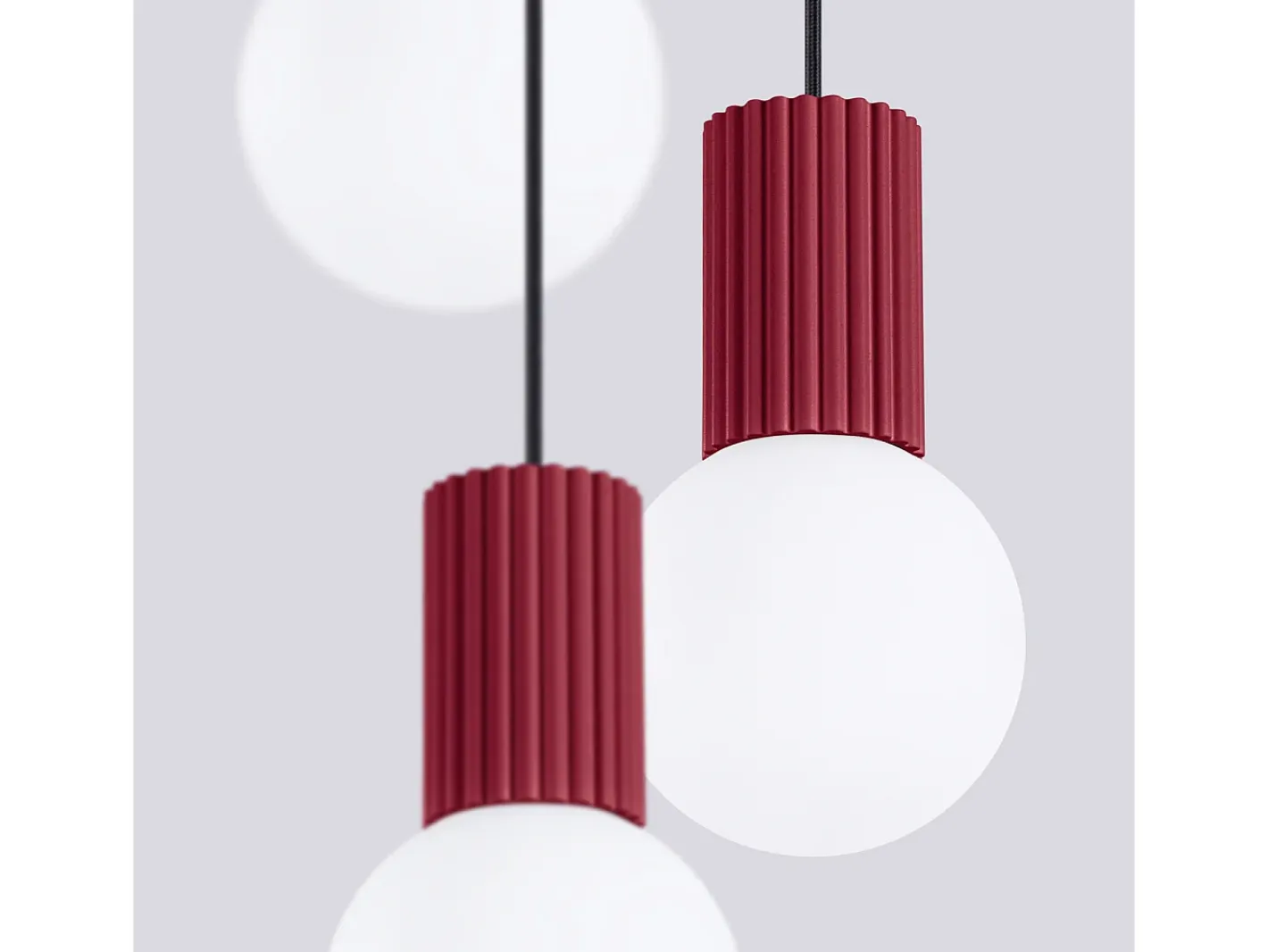 Outlet Sollux Lighting Lámpara Colgante Halo Moderno De Aluminio/Vidrio - 3 Fuentes Luminosas - L.25 X A.125 Cm - Borgoña Rojo