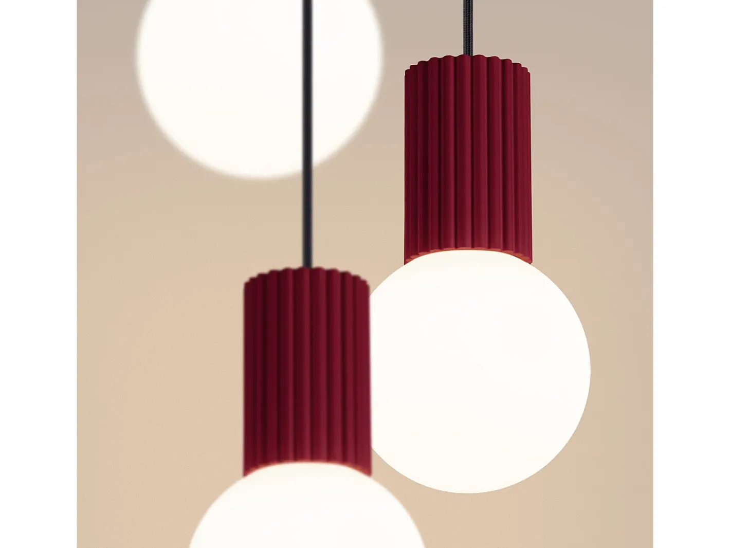 Outlet Sollux Lighting Lámpara Colgante Halo Moderno De Aluminio/Vidrio - 3 Fuentes Luminosas - L.25 X A.125 Cm - Borgoña Rojo
