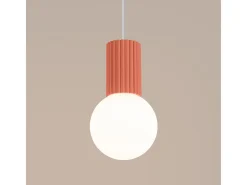 Sollux Lighting Lámpara Suspendida-Lámpara Colgante Halo Moderno De Aluminio/Vidrio - 1 Fuentes Luminosas - L.12 X A.120 Cm - Durazno Rosa
