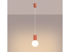 Sollux Lighting Lámpara Suspendida-Lámpara Colgante Halo Moderno De Aluminio/Vidrio - 1 Fuentes Luminosas - L.12 X A.120 Cm - Durazno Rosa