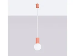 Sollux Lighting Lámpara Suspendida-Lámpara Colgante Halo Moderno De Aluminio/Vidrio - 1 Fuentes Luminosas - L.12 X A.120 Cm - Durazno Rosa