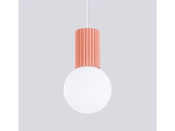 Sollux Lighting Lámpara Suspendida-Lámpara Colgante Halo Moderno De Aluminio/Vidrio - 1 Fuentes Luminosas - L.12 X A.120 Cm - Durazno Rosa