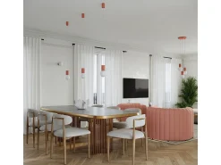 Sollux Lighting Lámpara Suspendida-Lámpara Colgante Halo Moderno De Aluminio/Vidrio - 1 Fuentes Luminosas - L.12 X A.120 Cm - Durazno Rosa
