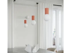 Sollux Lighting Lámpara Suspendida-Lámpara Colgante Halo Moderno De Aluminio/Vidrio - 1 Fuentes Luminosas - L.12 X A.120 Cm - Durazno Rosa