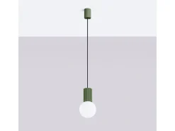 Sollux Lighting Lámpara Colgante Halo Moderno De Aluminio/Vidrio - 1 Fuentes Luminosas - L.12 X A.120 Cm - Oliva Verde Clearance