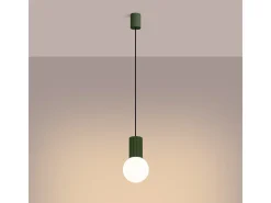 Sollux Lighting Lámpara Colgante Halo Moderno De Aluminio/Vidrio - 1 Fuentes Luminosas - L.12 X A.120 Cm - Oliva Verde Clearance