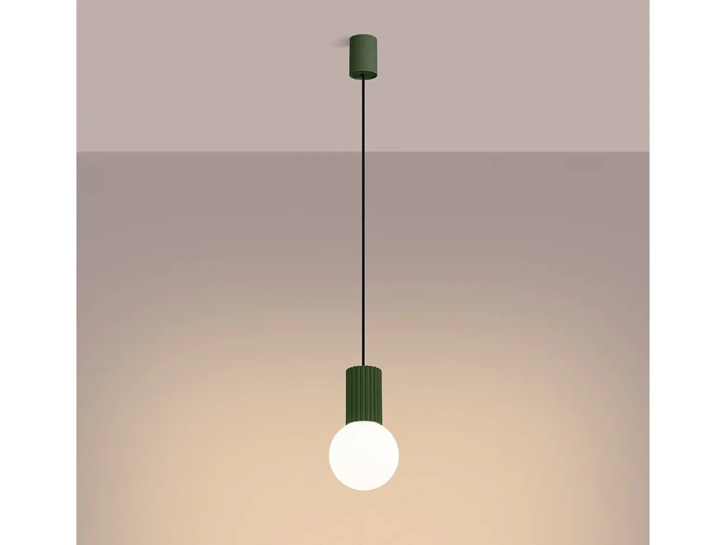 Sollux Lighting Lámpara Colgante Halo Moderno De Aluminio/Vidrio - 1 Fuentes Luminosas - L.12 X A.120 Cm - Oliva Verde Clearance
