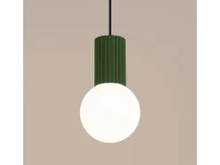 Sollux Lighting Lámpara Colgante Halo Moderno De Aluminio/Vidrio - 1 Fuentes Luminosas - L.12 X A.120 Cm - Oliva Verde Clearance