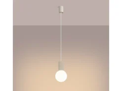 Sollux Lighting Lámpara Colgante Halo Moderno De Aluminio/Vidrio - 1 Fuentes Luminosas - L.12 X A.120 Cm - Beige