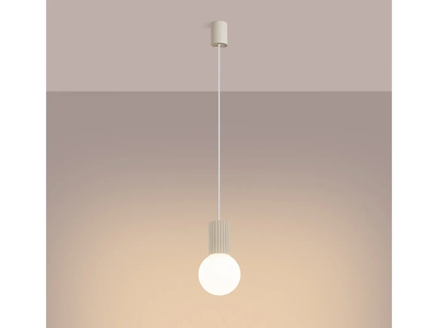 Sollux Lighting Lámpara Colgante Halo Moderno De Aluminio/Vidrio - 1 Fuentes Luminosas - L.12 X A.120 Cm - Beige