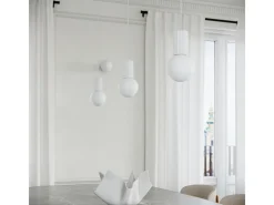 Outlet Sollux Lighting Lámpara Colgante Halo Moderno De Aluminio/Vidrio - 3 Fuentes Luminosas - L.25 X A.125 Cm - Blanco