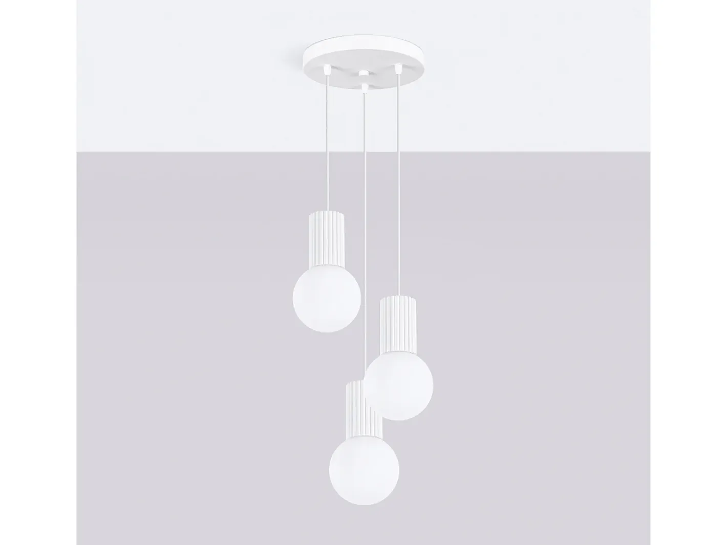 Outlet Sollux Lighting Lámpara Colgante Halo Moderno De Aluminio/Vidrio - 3 Fuentes Luminosas - L.25 X A.125 Cm - Blanco