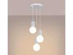 Outlet Sollux Lighting Lámpara Colgante Halo Moderno De Aluminio/Vidrio - 3 Fuentes Luminosas - L.25 X A.125 Cm - Blanco