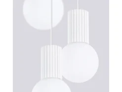 Outlet Sollux Lighting Lámpara Colgante Halo Moderno De Aluminio/Vidrio - 3 Fuentes Luminosas - L.25 X A.125 Cm - Blanco