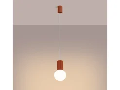 Sollux Lighting Lámpara Suspendida-Lámpara Colgante Halo Moderno De Aluminio/Vidrio - 1 Fuentes Luminosas - L.12 X A.120 Cm - Ocre Rojo