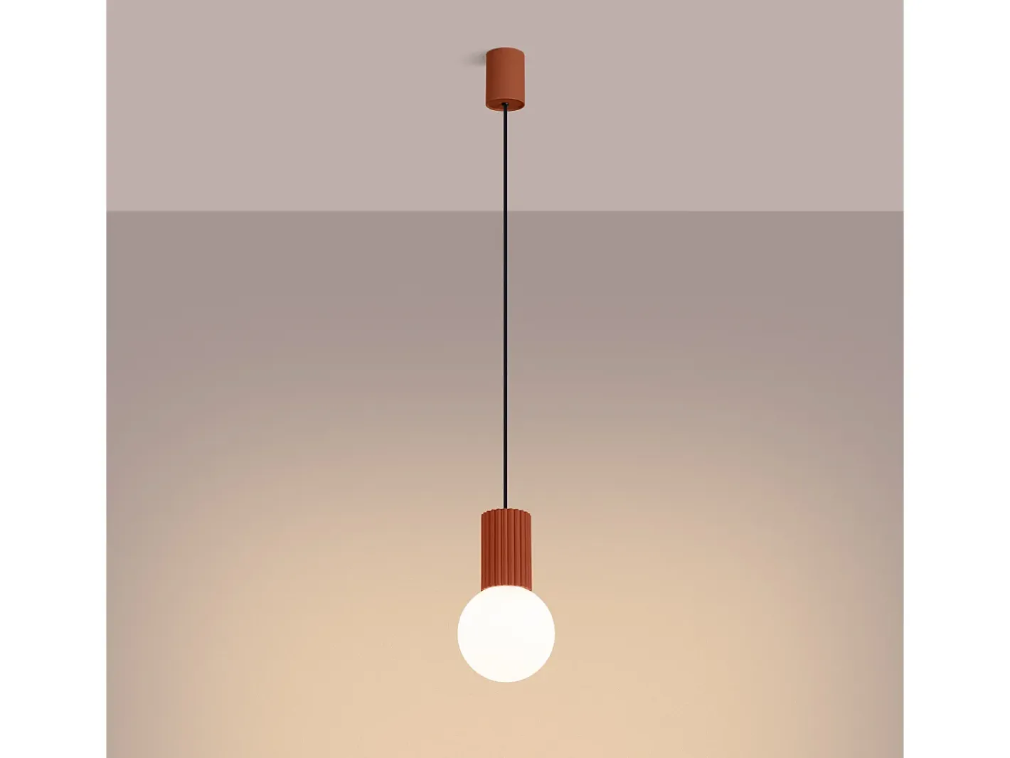 Sollux Lighting Lámpara Suspendida-Lámpara Colgante Halo Moderno De Aluminio/Vidrio - 1 Fuentes Luminosas - L.12 X A.120 Cm - Ocre Rojo