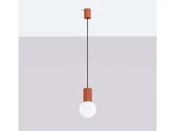 Sollux Lighting Lámpara Suspendida-Lámpara Colgante Halo Moderno De Aluminio/Vidrio - 1 Fuentes Luminosas - L.12 X A.120 Cm - Ocre Rojo