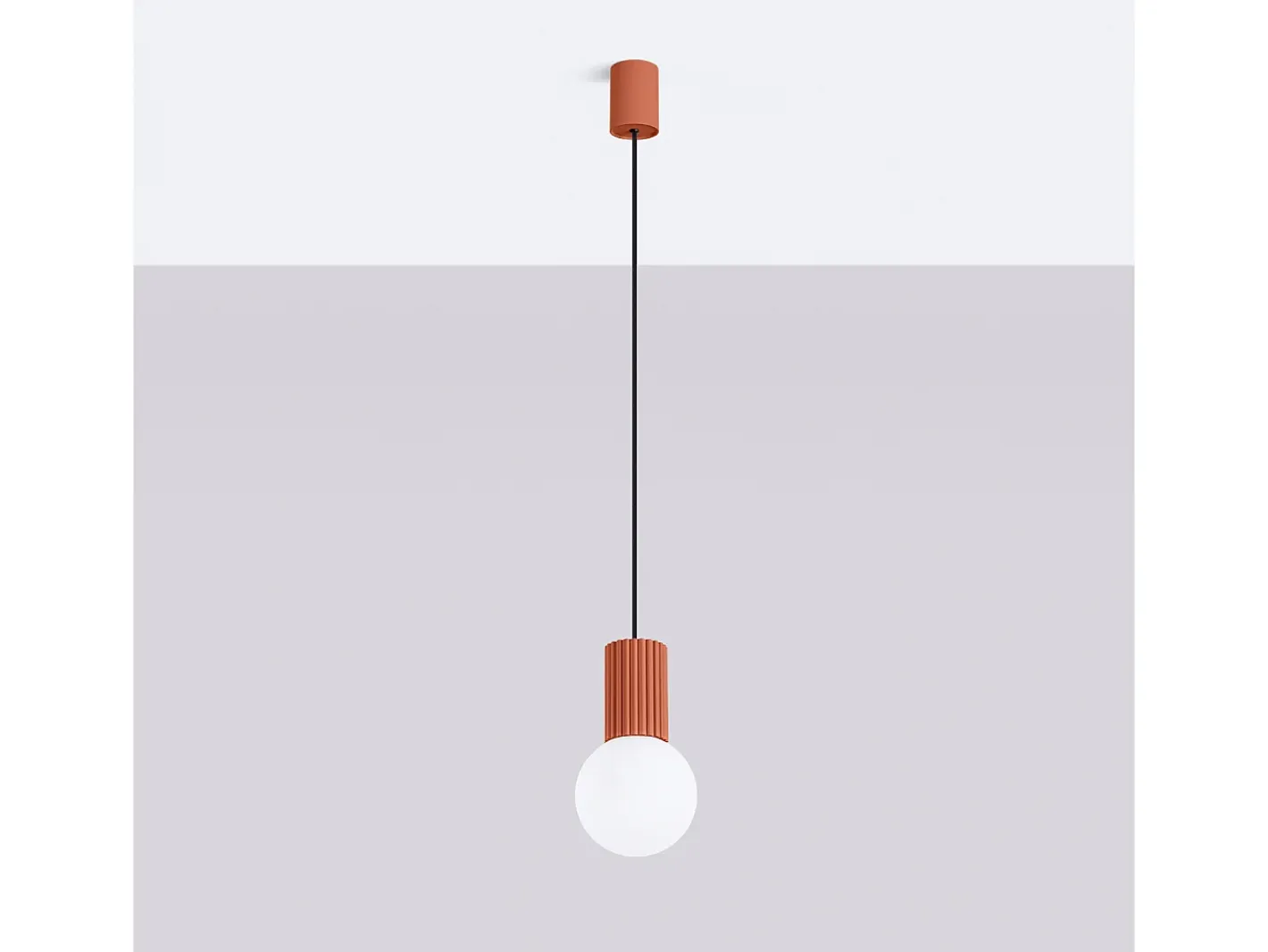 Sollux Lighting Lámpara Suspendida-Lámpara Colgante Halo Moderno De Aluminio/Vidrio - 1 Fuentes Luminosas - L.12 X A.120 Cm - Ocre Rojo