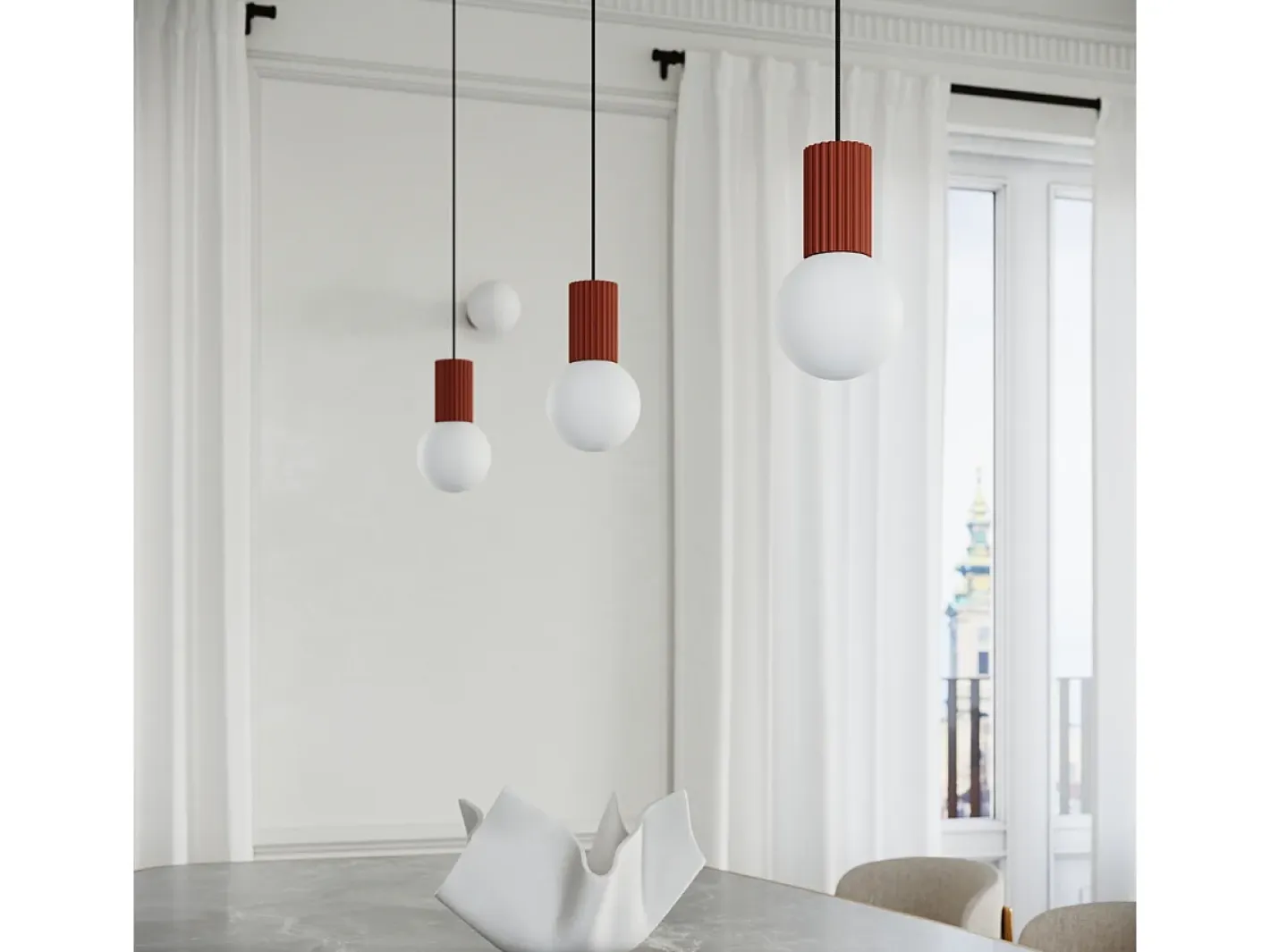 Sollux Lighting Lámpara Suspendida-Lámpara Colgante Halo Moderno De Aluminio/Vidrio - 1 Fuentes Luminosas - L.12 X A.120 Cm - Ocre Rojo