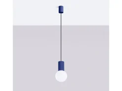 Sollux Lighting Lámpara Suspendida-Lámpara Colgante Halo Moderno De Aluminio/Vidrio - 1 Fuentes Luminosas - L.12 X A.120 Cm - Ultramarino Azul